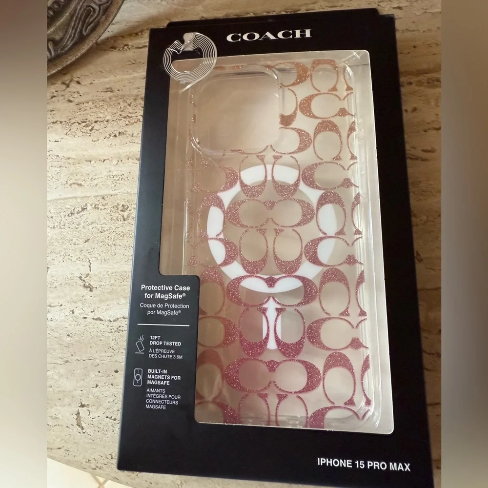 Coach Pink Glitter iPhone 15 Pro Max Case - Picture 1 of 6